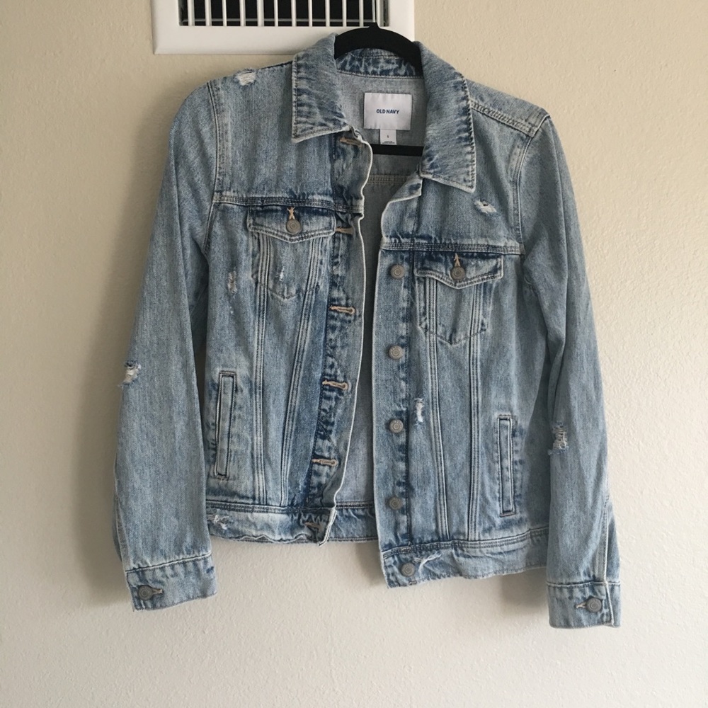 Distressed denim jacket